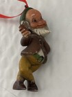 Lot Of 2 Vntg Pixie Elf Gnome Ornaments Hard Plastic Hong Kong Free Shipping