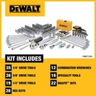 Dewalt 1 4 In   3 8 In    1 2 In  Drive Polished Chrome Tool Set  168-piece 