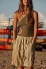Free People Saylor Poplin Stripe Shorts Printed Mid-rise Pull-on S Nwt 283575