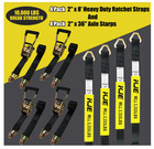 Kje Heavy Duty Car Trailer Tie Down Straps 4 Pack Kit - 2  X 8  Ratchet Straps  