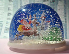 Vintage Christmas Plastic Snow Globe Santa House Reindeer Sears H k 