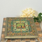 Indian Meenakari Wooden Chowki puja Bajot Peacock Covered Metal Sheet Stool 8   