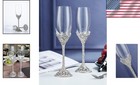 Crystal Glass Champagne Flutes With Rhinestone Base - Stylish Toasts For Events
