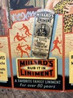 Vintage C  1940 Minards Liniment Trifold Cardboard Sign Medicine Devil Satan Htf