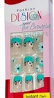 Kiss Medium Length Shiny Aqua Daisy Flowerfrench Manicure Glue-on Nails X 3 Pks 