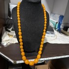 Vintage Butterscotch Bakelite Tested Graduating Beads 30    Gold Plate Necklace