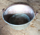 Antique Large Fire Pot Copper Kettle With Brass   Handles     Rare Decor