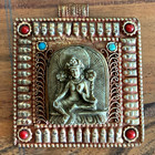 Tibetan Pendant Amulet Green Tara Jetsun Dr  lma     Filigree Repouss    reduced 