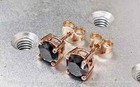2ct Round Cut Black Diamond Lab Created Stud Earring 14k Rose Gold Finish