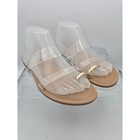 A New Day Women s Beige Gold Slide Sandals Clear Strap Metallic Size 6 5