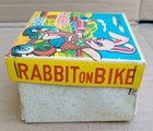 Vintage 50s Tin Litho  Mechanical Wind-up Bunny On Tricycle Japan In Box Working