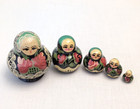 Vtg Ussr Matryoshka Nesting Dolls Set 5 Hand-painted Russian Wood Folk Art 3 
