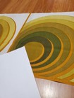 Awesome Rare Vintage Mid Century Retro 70s 60s Olive Op Art Circles Row Fabric 