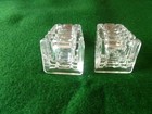 Vintage Mini Set Of Clear Glass Salt   Pepper Shakers Art Deco Square Shape