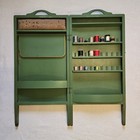 Antique Folding Sewing Cabinet Organizer W  Spools Holders And Table Vintage 