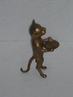 Vintage Solid Brass Standing Cat Business Card Holder 11  Tall Neat