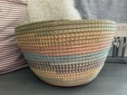 Vtg African Large Basket Handmade Colorful Woven Coiled Boho Decor Storage