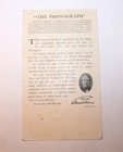 Vintage   Antique Thomas Edison Advertisement For The Phonograph Trade Card