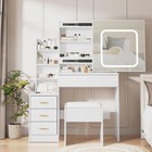 Vanity Desk Makeup Dressing Table Set W  4 Drawers Sliding Mirror And Led Lights
