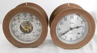 Vintage Boston   Chelsea 4 5  Key Wind Brass Ship s Clock   Barometer Set