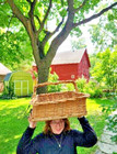 Huge Wicker Basket 30 X 21 Baguette Bread Flower Gathering Splint Handle Vintage