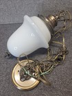 Vtg 40s-50s Opal Milk Glass Ceiling Pendant Light Fixture School House Art Deco