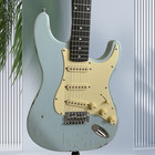 Vintage Blue St Electric Guitar Rosewood Fretboard Tremolo Bridge Bone Nut