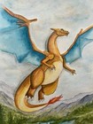 Original 1 Of 1 Pokemon Charizard Fan Art Watercolor 15 X 11 Art Paper No Frame