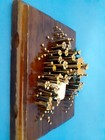 Retro 70s Nail Art Hippie Floral Bouquet Wooden Wall Vtg Mcm Handmade Grannycore