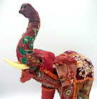 Vintage Folk Art Quilted Cloth Elephant Handmade Patchwork Figurine Sculpture
