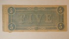 1864 - 5 Dollar Confederate States Of America Note  free Ship   Ln573