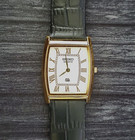 Rare Vintage Men s Slim Tank Barrel Gold White Watch New Mvt   Batt    