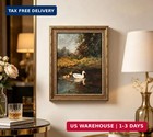 Vintage Gold Framed Duck Wall Art  Rustic Farmhouse Duck Lake Landscape Painting