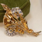 Large Flower Brooch With Glass 1940s