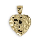Sterling Vintage Nugget Heart Unisex Love Charm Pendant 14k Yellow Gold Plated