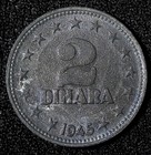 Yugoslavia Zinc 1945 2 Dinara 1 Year Type Wwii Issue High Grade Km  27  28 119 
