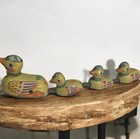 Vintage Wind-up Duck Family Tin Litho Toy Ducklings Action No Key