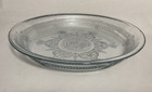 Vntg 1940s Fire-king Philbe Sapphire Blue Embossed Clear Ovenware 9  Pie Plate