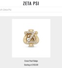 Zeta Psi Fraternity Crown Pearl Badge Suit Lapel Pin