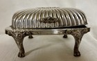 Fb Rogers Silver Roll Top Butter Dish With Glass Insert  Lion Head Legs