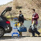 Blue Aluminium Luggage Cart Folding Dolly Push Truck Hand Collapsible