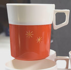 8 Vtg Plastic Thermal 6oz Thermal Mug Coffee Cup Orange Starburst Atomic 3 5  T