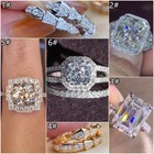 925 Silver gold Rings Cubic Zircon Fashion Women Wedding Party Rings Sz 6-10