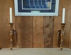 Vintage Pair Of Wooden Sconces 14 Inch Candlestick Holders Homco Walnut