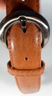 Women s Brown Belt Faux Leather 1  Wide 35  Long Silver Tone Buckle Classic Euc