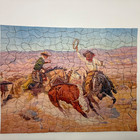 Vintage 1930s-40s Tuco Picture Puzzle Last Roundup Western 16x20 Complete W  Box