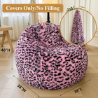 Faux Fur Leopard Print Bean Bag Chair Cover  no Filler   Fluffy Stuffed Animal S