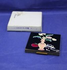 Vintage Elgin American Powder Compact  Un-used  Black Enamel W flower Vase