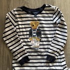 Polo Ralph Lauren Dress Girls Medium 8 10 Bear Long Sleeve Striped Navy White