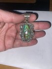 Native American Navajo Sterling Silver Royston Turquoise Pendant Huge Signed Nn